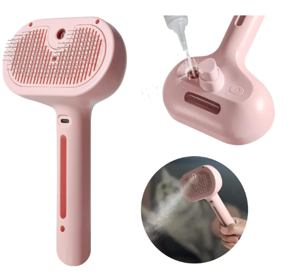 Cepillo con Spray para Mascotas – Elimina Pelo Suelto con Agua Integrada