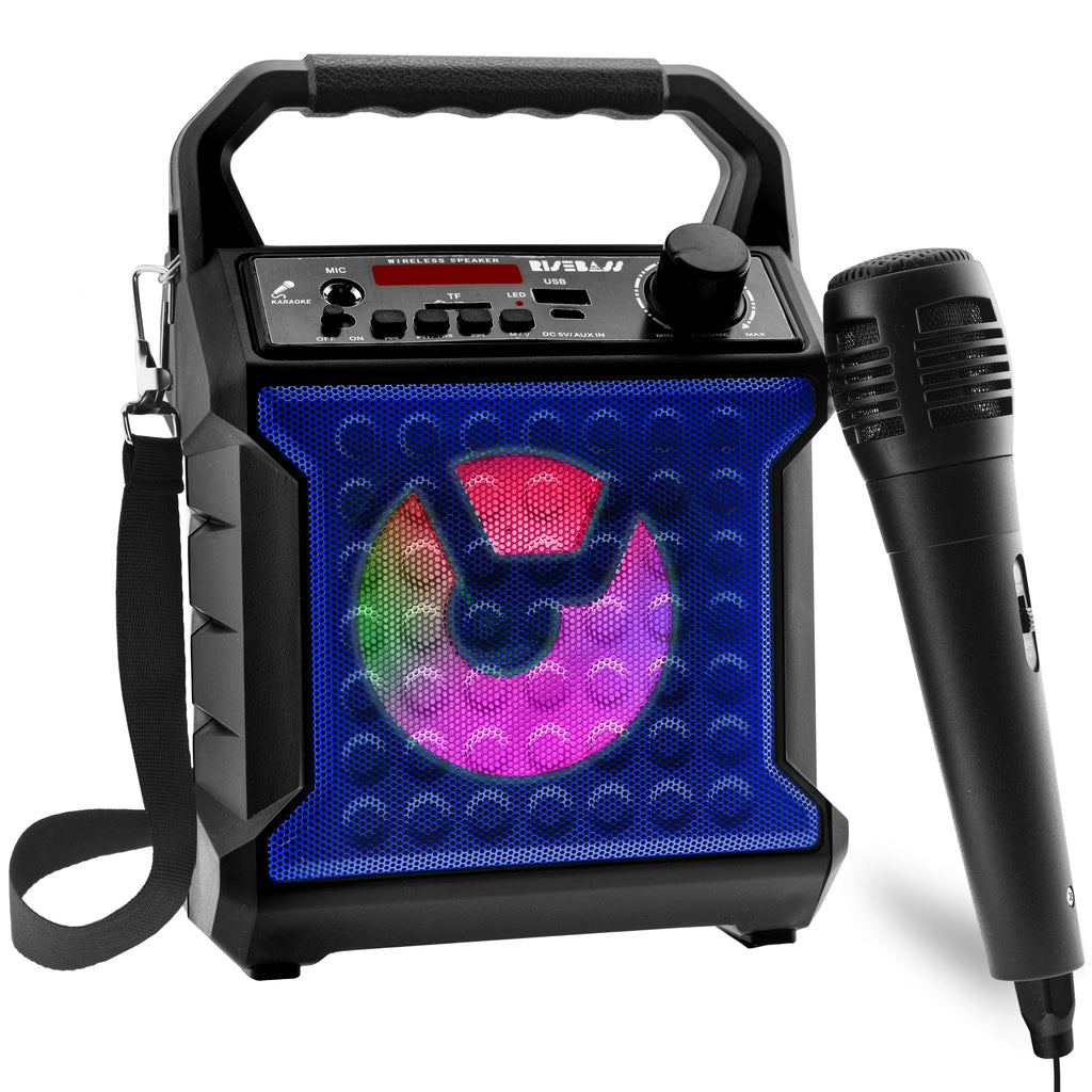 Máquina de Karaoke Portátil Risebass – Con Micrófono, Luces LED y Bluetooth