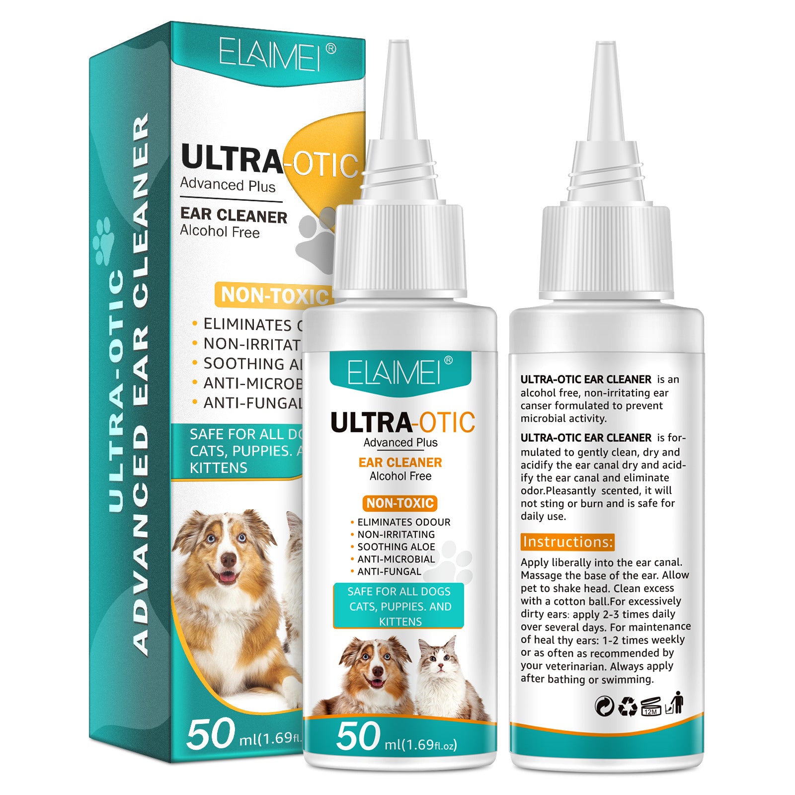 Limpiador de Oídos para Mascotas 50ml – Solución Suave para Perros y Gatos