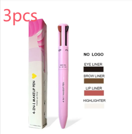 Brocha Cosmética 4 en 1 – Iluminador, Labial, Delineador y Lápiz de Cejas