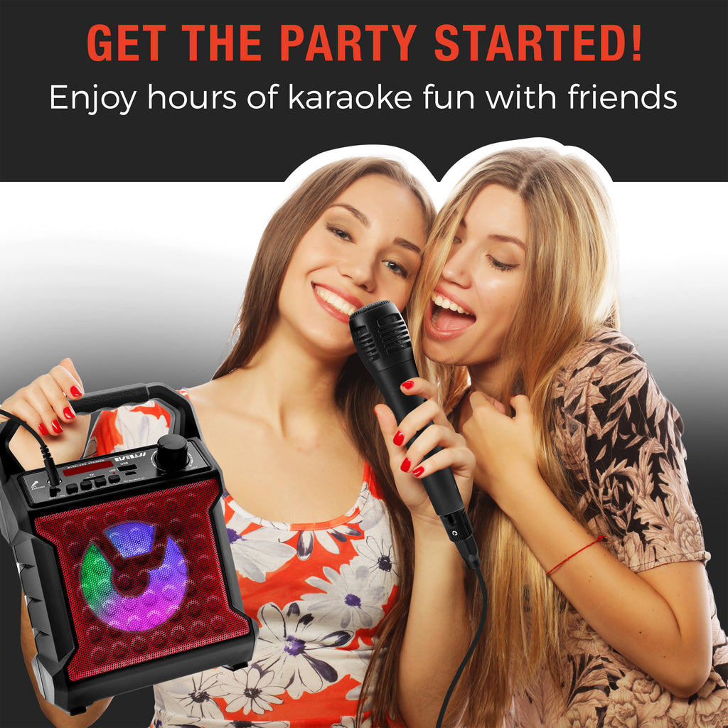 Máquina de Karaoke Portátil Risebass – Con Micrófono, Luces LED y Bluetooth