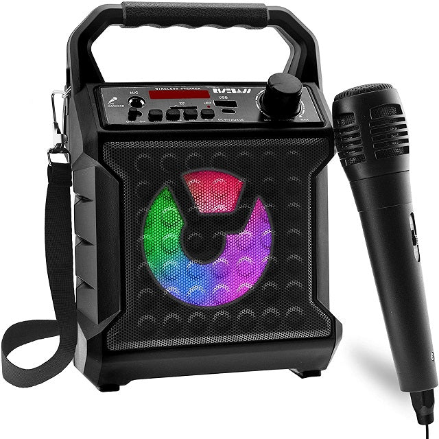 Máquina de Karaoke Portátil Risebass – Con Micrófono, Luces LED y Bluetooth