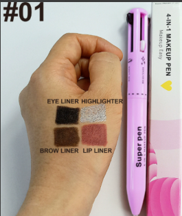 Brocha Cosmética 4 en 1 – Iluminador, Labial, Delineador y Lápiz de Cejas