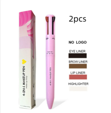 Brocha Cosmética 4 en 1 – Iluminador, Labial, Delineador y Lápiz de Cejas