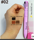 Brocha Cosmética 4 en 1 – Iluminador, Labial, Delineador y Lápiz de Cejas