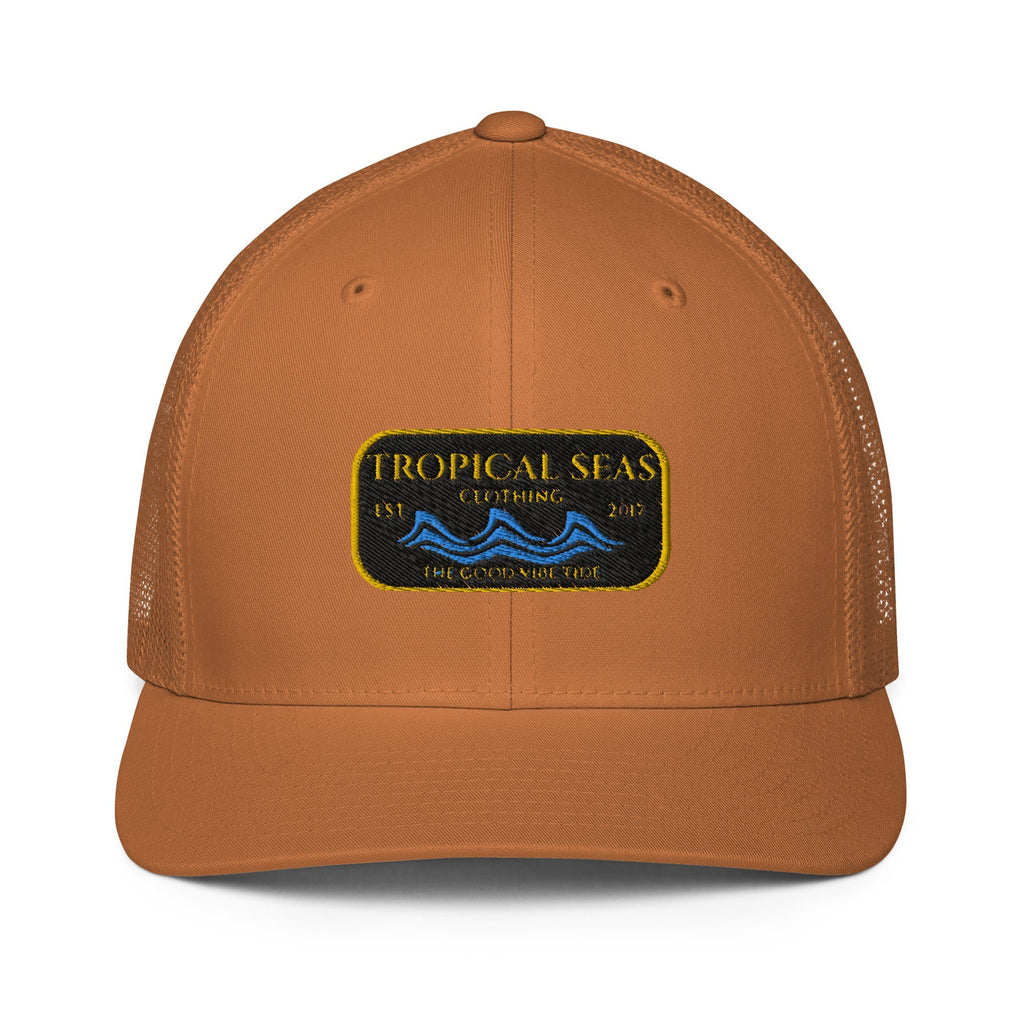 Gorra Trucker Steady Wave – Malla Transpirable con Diseño Tropical