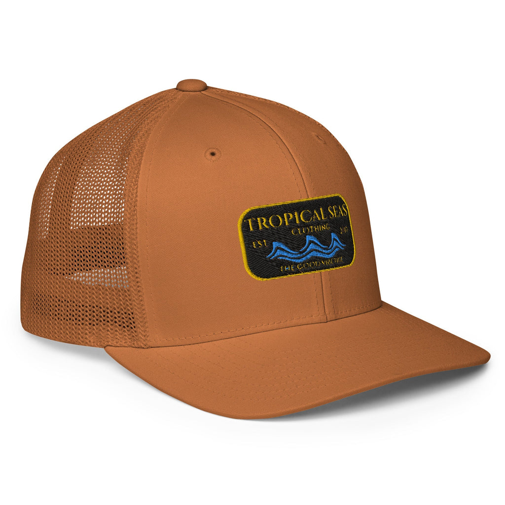 Gorra Trucker Steady Wave – Malla Transpirable con Diseño Tropical