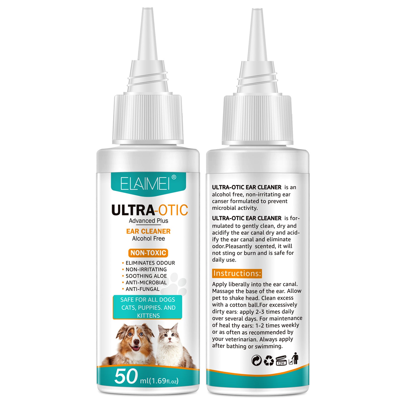 Limpiador de Oídos para Mascotas 50ml – Solución Suave para Perros y Gatos