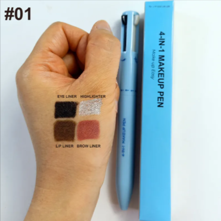 Brocha Cosmética 4 en 1 – Iluminador, Labial, Delineador y Lápiz de Cejas