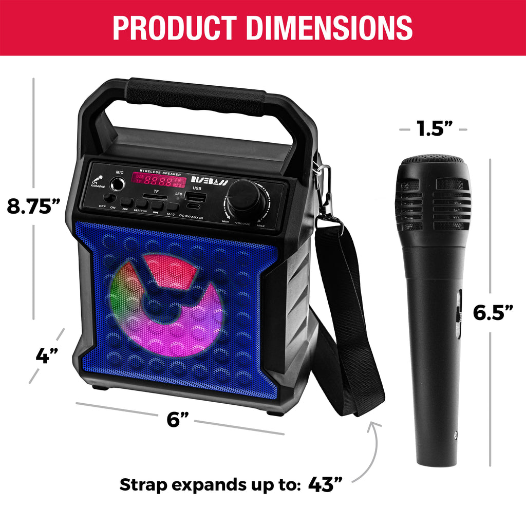 Máquina de Karaoke Portátil Risebass – Con Micrófono, Luces LED y Bluetooth