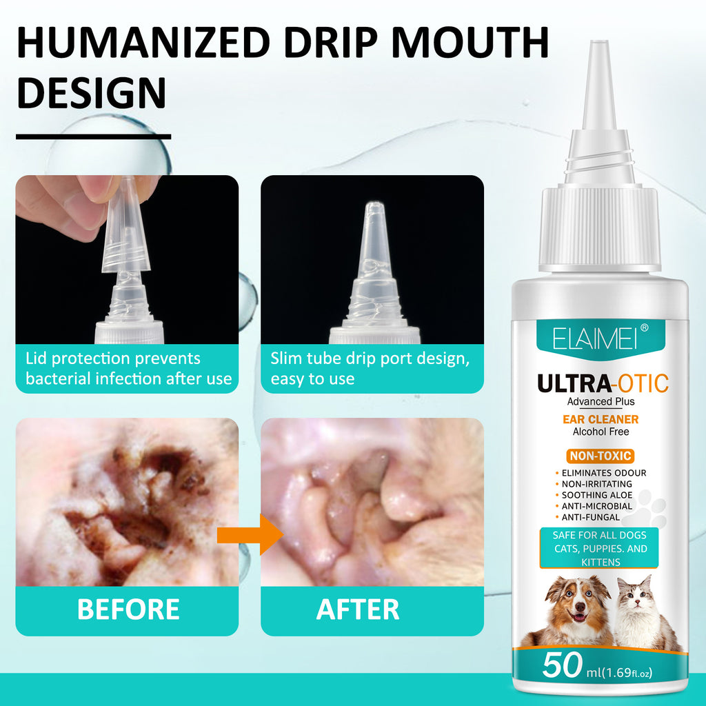 Limpiador de Oídos para Mascotas 50ml – Solución Suave para Perros y Gatos