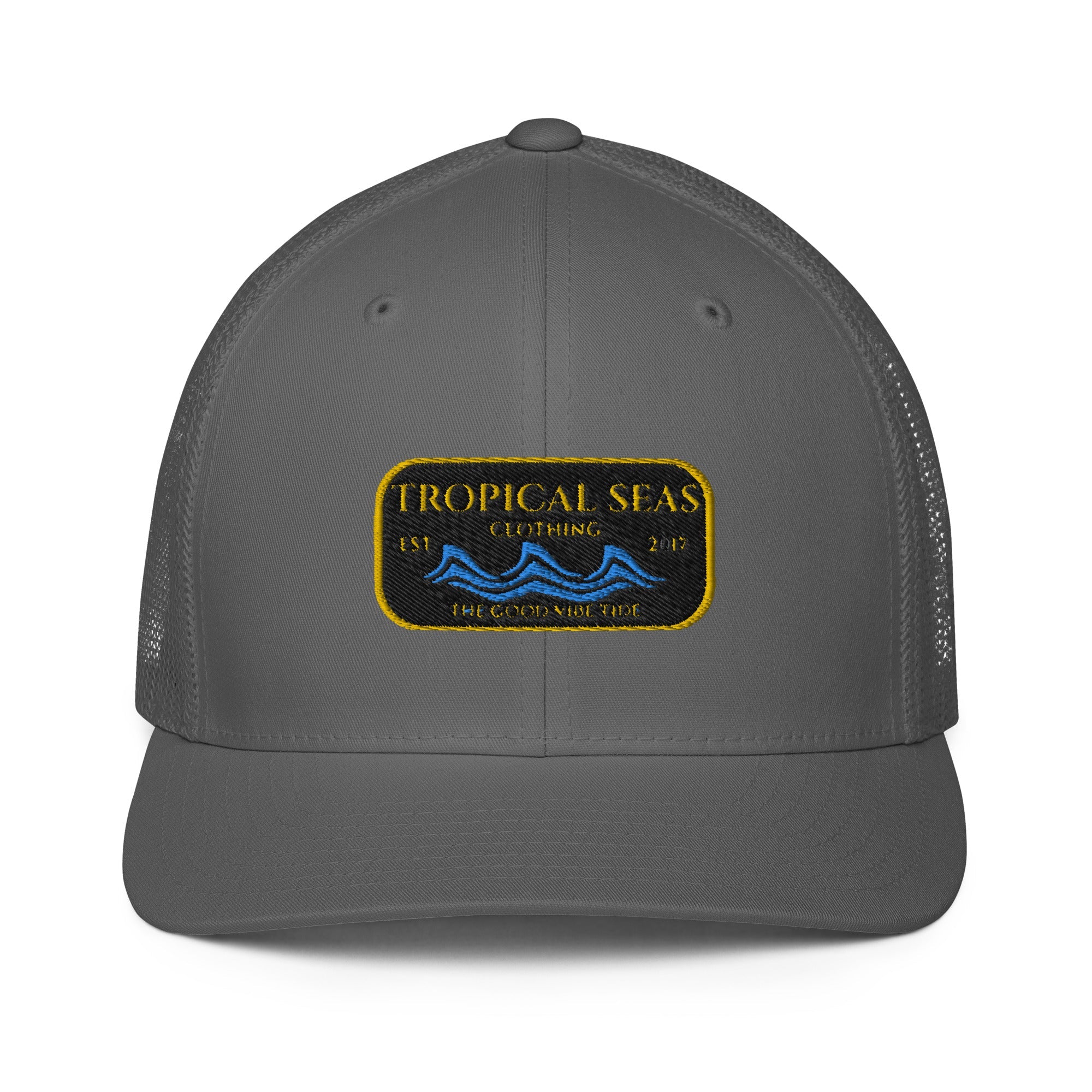 Gorra Trucker Steady Wave – Malla Transpirable con Diseño Tropical
