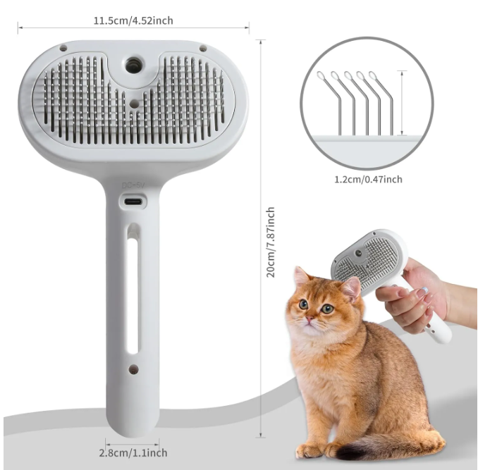 Cepillo con Spray para Mascotas – Elimina Pelo Suelto con Agua Integrada