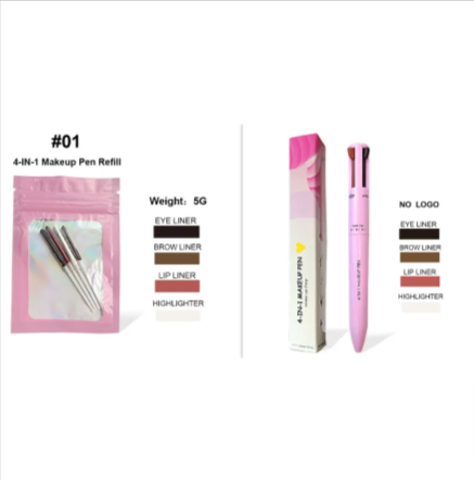 Brocha Cosmética 4 en 1 – Iluminador, Labial, Delineador y Lápiz de Cejas