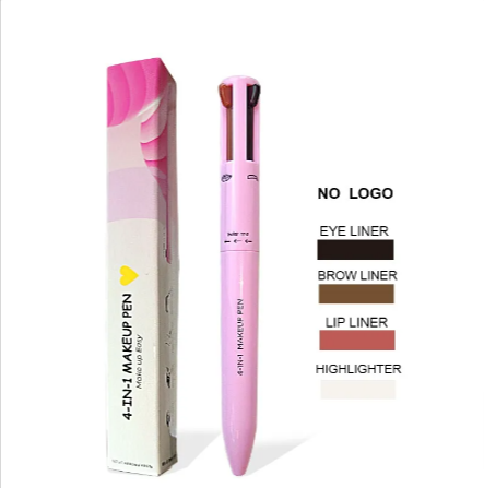 Brocha Cosmética 4 en 1 – Iluminador, Labial, Delineador y Lápiz de Cejas