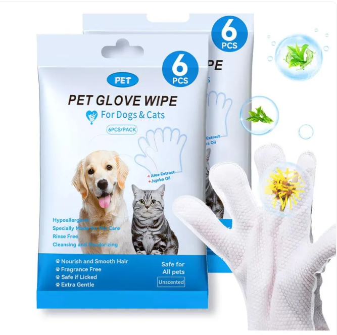 Guantes y Toallitas de Limpieza para Mascotas – Higiene Fácil para Perros y Gatos