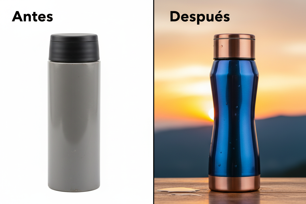 Comparación antes y después del termo premium vs termo normal